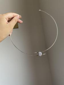 XGLightseeker Unique Design Explosive Flash Elliptical Zirconium Necklace Ultra Fine Silver Color Clavicle Chain Jewelry