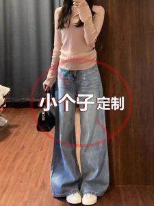 High Waist Wide Leg Jeans Womens Loose Fit Straight Long Pants Retro Wash Light Blue Casual Summer Denim Trousers