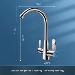 Vòi Nước Bếp Đôi Điều Chỉnh Lạnh và Nóng Đồng Một Lỗ