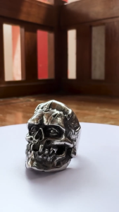 Pewterland Ringskull Franky Cincin Tengkorak 3D Bahan Logam Timah Pria dan Wanita