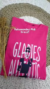 Pabrik Baju GLADIES Midi Dress Bahan Kaos Katun Combed Aplikasi Sablon Tunik Atasan Wanita Oversize