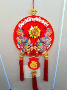 Dải treo song long và thần tài trang trí ngày tết size 40 cm