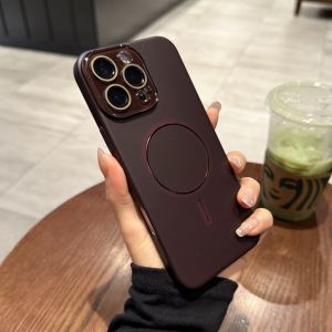 CHUANGYIWEI | Burgundy Velvet-Touch Matte Ultra-Thin Hard Case with Magnetic Charging for iPhones