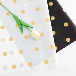 [20pcs] Flower Wrapping Paper Polka Dot Series Golden Waterproof Florist Bouquet Gift Translucent Wrapper Pembalut Bunga