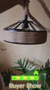 โคมไฟเพดานแบบระย้าสไตล์อเมริกันสไตล์ย้อนยุค กรงเหล็ก และโคมระย้าเชือกสร้างสรรค์สำหรับห้องนั่งเล่น ร้านอาหาร บาร์ ร้านกาแฟ