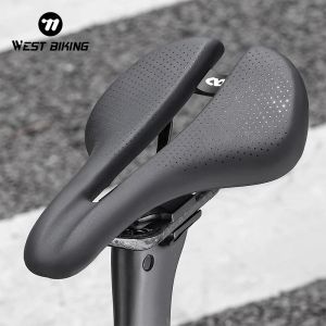 WEST BIKING Carbon Fiber Hollow Waterproof Saddle Ultralight Road Mountain Bike Saddle Comfortable Breathable Carbon MTB Seat