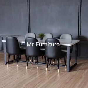 Set Meja Makan Top Marmer Putih Carrara Kursi 6pc