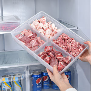 Food Grade Freezer Storage Box ness Preservation Meat Partitioned Organizer Box for Refrigerator And Kitchen Use