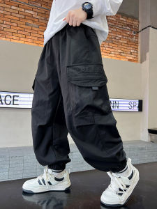 Spring Autumn New Style Boys Loose Fleece-lined Casual Trousers Childrens Workwear Long Pants for Boys Ages 6-14