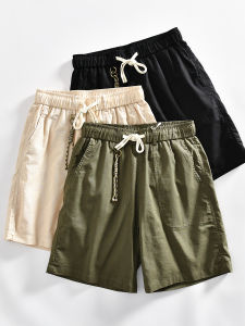 Cotton Linen Mens Casual Shorts Breathable Cool Comfortable Straight Leg Five-Quarter Length Summer Leisure Pants