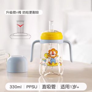Baby Straw Cup PPSU Childrens Learning to Drink Cup Milk Water Cup for Infants Toddler Water Cup with Handle Gift Box