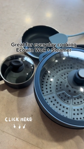 ecowin Micro Pressure Wok Non Stick with Steamer/Spatula/2pcs Pan Set 28/32cm (NO PFAS& PTFE& PFOA) Suitable for All Stoves