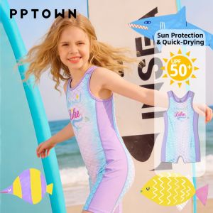 PPTOWN | Sun Protection Quick Drying Mermaid Swimsuit Girls One-Piece