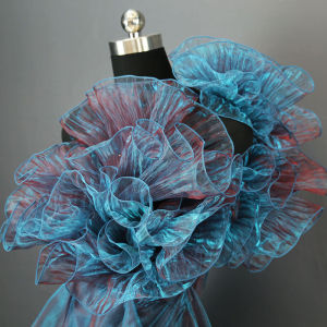 Pleated Crystal Organza Lace Edge Gathered Trim Ribbon 13 cm Width Iridescent Edging Trimmings Fabric