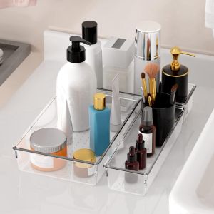 Home Storage 28 PCS Clear Drawer Organizers Set 4-Size Versatile Bathroom and Vanity Drawer Organizer Trays Storage Bins