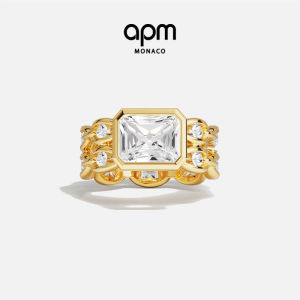 Gold Yellow Wide Square Chain Link Ring