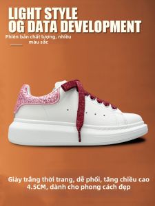 ONGN | Giày Thể Thao Da Bóng Holographic Hồng Đế Dày Tăng Chiều Cao