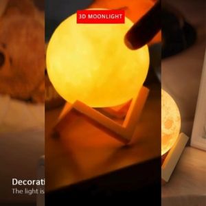 DNV - Lampu tidur Bulan unik dan lucu bentuk yang unik dan lampu tidur 3D Moonlight LED Night Lamp