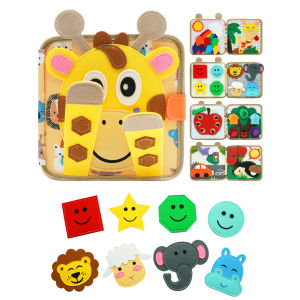Montessori Toy Giraffe Busy Board 3D Felt Book For Fine Motor Skills Early Education Habits Knowledge Developing