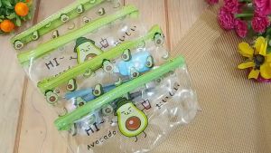 Tempat Pensil ATK Motif Buah Avocado Lucu Transparan Anti Air Anti Sobek Tahan Lama Muat Banyak