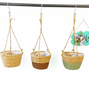 กระถางแขวนฟาง กระถางดอกไม้แขวน สไตล์นอร์ดิก เหมาะสำหรับตกแต่งบ้าน กระถางดอกไม้ ฟอกอากาศ ชอบแดด พร้อมกระถางสาน