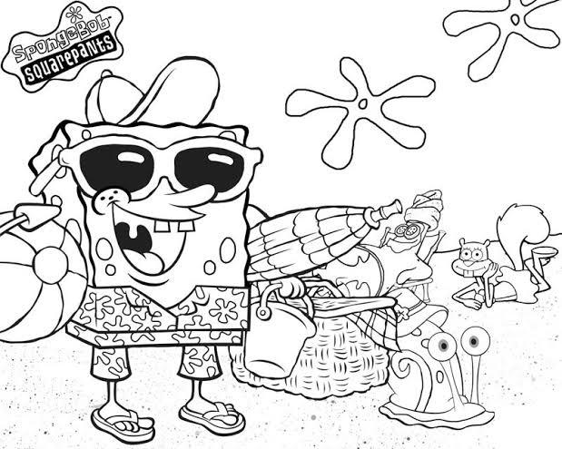 20 Lembar Kertas Mewarnai Spongebob Ukuran Kertas A4 Buat Anak Paud TK ...