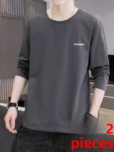 100% Pure Cotton Long Sleeve T-Shirt Mens Summer Thin Breathable Sweat Absorbent Outdoor Sports Work Sun Protection round Neck Base Shirt