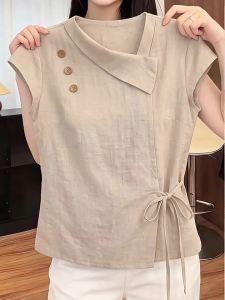 Design Summer Drawstring Waist Slimming Womens Shirt