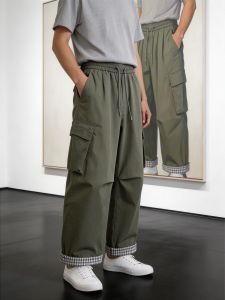 OUMULONG | Colorblock Grid Durable Quick-Dry Thin Summer Casual Pants