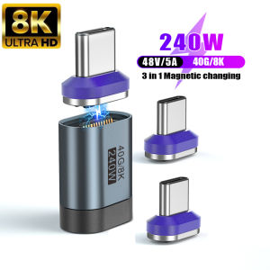 USB4.0 240W Type-C to Type-C Magnetic Adapter  24Pin Thunderbolt 4 Fast Charge Magnet Converter Cable 8K 60Hz USB-C OTG Adapter