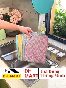 Khăn Lưới Rửa Chén Bát Đa Năng Dây Kim Loại 2 Lớp – Miếng Cước Cọ Xoong Nồi