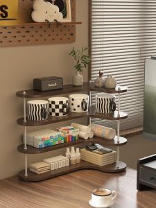 Modern Minimalist Wooden Cupboard Home Desktop Corner Cup Holder Bar Counter Cup Rack Dining Table Display Shelf Storage Organizer