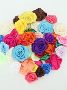 10/20/50Pcs Satin Fabric Rose Flowers Handmade Satin Ribbon Flower for DIY Brooch Hairwear Party Clothing Decoration Supplies