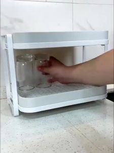 Kệ Để Chén Khay Úp Cốc Kệ Đựng Gia Vị Đa Năng Có Khay Ráo Nước Khung Thép Cao Cấp Chống Gỉ