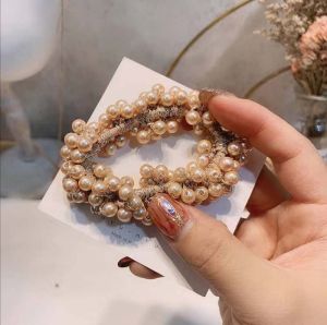 Pearl Hair Accessories Bun Headwear Tea Rose Style Lady Elegant Hair Ties Hair Bands  out New Korean Fashion Jewelry