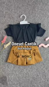 BOBOHO - SETELAN ATASAN DAN ROK ANAK PEREMPUAN SHAYLA LOKAL / ATASAN LENGAN RUFFLE DAN ROK PITA ANAK PEREMPUAN GAYA FEMINIM