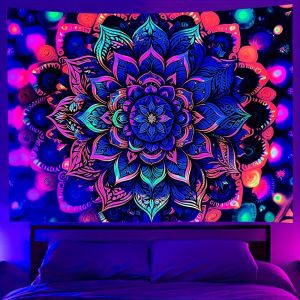 VIKAMA Mandala Tấm Thảm Chuyển Màu Halo Phong Cách Bohemian Yoga Thiền Trang Trí Phòng Chủ Đề Tâm Linh Polyester Treo Tường