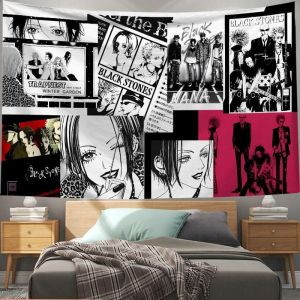 VIKAMA NANA Anime Collage Tapestry Punk Manga Wall Hanging for Living Room Bedroom Esports Room Japanese Home Decor