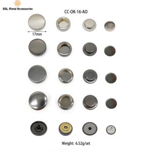 Set 5 bộ Nút bấm cao cấp dùng cho áo quần mũ nón túi xách thời trang - Alloy snap button CC-OK-16-AO 17mm.