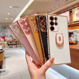 FLOVEME Bracket Phone Case for Samsung Galaxy S23 Ultra/S23+/S23 Samsung S22 Ultra/s22+ S21 Plating Shockproof Luxury Hand Stander Cover