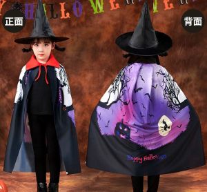 KL Stok Sedia 🇲🇾 Pakaian Persembahan Hiasan Pentas Cape Cetakan Cape 3-D Cape Halloween Kanak-kanak ⭐ Halloween Childrens Cape 3-D Printing Cape Stage Decoration Performance Costume万圣节儿童披风立体印花斗篷舞台布置表演服装