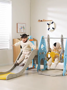 🔥5 in 1🔥  Foldable Kids Slide Playground Swing Set Extra Long Indoor Outdoor Slide With Basketball Hoop And Telescope