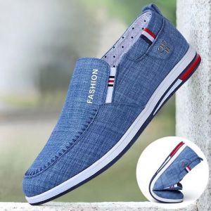 Giày Vải Nam Mùa Xuân Thu Thoáng Khí Đa Năng Một Bước Giày Thường Ngày Mùa Hè Giày Vải Đế Bằng Đế Cao Su Màu Trơn