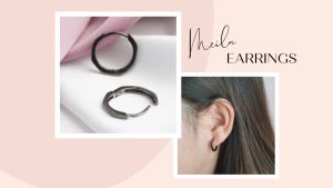 DAVINA Ladies Meila Earrings Black Color Sterling Silver 925 - Anting Wanita Perak S925 Bulat