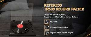 Retekess TR639 Audio-Technica AT-3600 Record Players with 33 45RPM FM Bluetooth Classic Retro Belt-Driven Turntable Vinyl RCA Audio Output