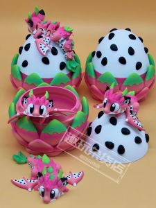 3D Printed Dragon Fruit Dragon Toy Set Childrens Dinosaur Eggs Display Piece Popular Internet Celebrity Dragon Egg Collection