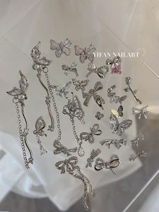 Yifannail Crystal Butterfly Pendant High Color Retention Full Diamond Bow Rose Nail Beauty Zircon Ornament N64