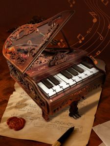 3D Wooden Puzzle Piano Kit Assembly Model Finger Piano Solid Wood Music Instrument Educational Toy for All Ages