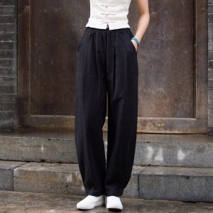 WANGGONGZHU | Cotton Linen Wide Leg Lantern Pants Women Summer Thin New Fashion Linen Tai Chi Casual Versatile High Waist Long Pants