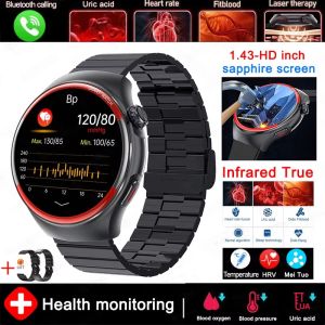 New Nursing level High-Precision Laser Detection Smart Watch Men HRV Blood Pressure Heart Rate NFC HD Call Health Sports Watches